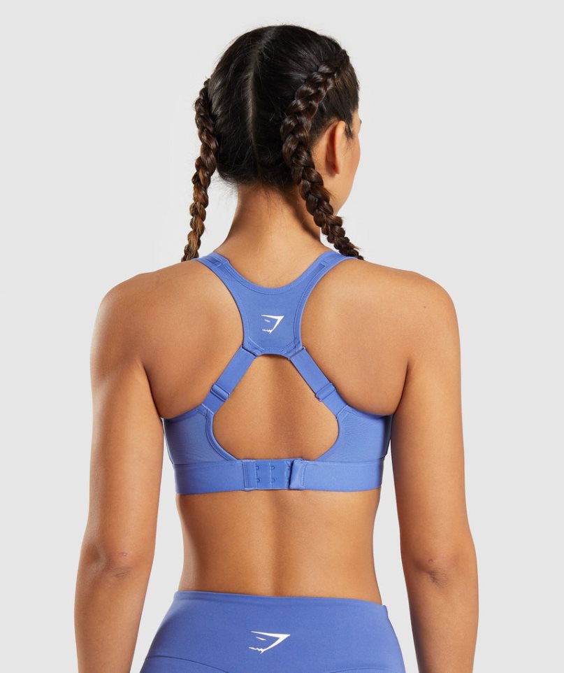 Women's Gymshark Open Back Sports Bra Blue | NZ 6TOSMZ